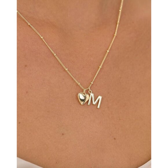 Stylish Gold Heart Initial Necklace - Perfect for Any Occasion, 16.5-Inch - Picture 2 of 8